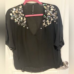 W118 by Walter Baker Black Blouse with Sequins Size Small
